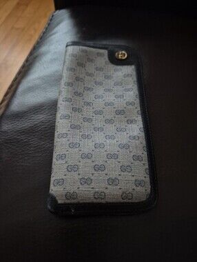 Gucci Blue and Gray Monogram Folio Phone Case
